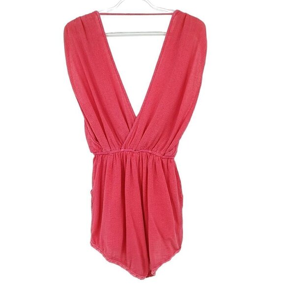 Billabong Pink Crossover Front Gauze Romper Women's S Boho Hippie Summer Beach - Picture 2 of 9